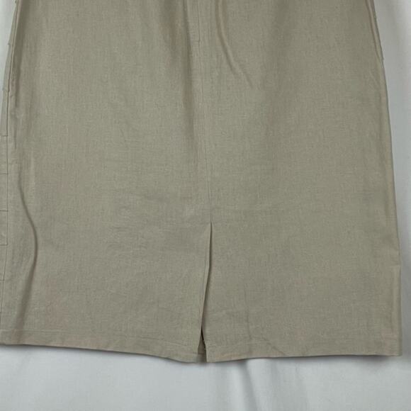 Larry Levine Tan‎ Linen Blend Scalloped Cottage Coastal Grandma Skirt Size 10 - Picture 6 of 9